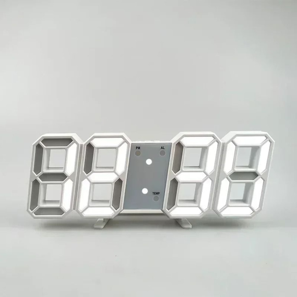 3D LED Digital Alarm Clock Modern Wall Desktop Timepiece 8