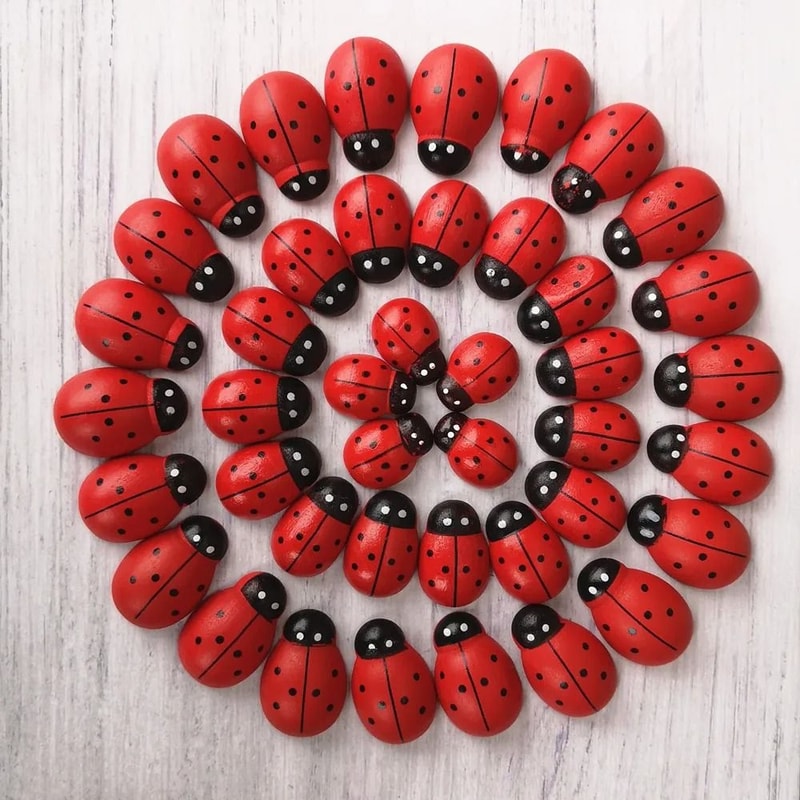 HandPainted Wooden Ladybug Miniature Charming DIY Wood Crafts For Fairy Gardens Home Decor 1