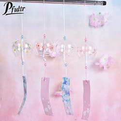 japanese glass wind chime – hand-painted sakura cherry blossom furin for home & garden
