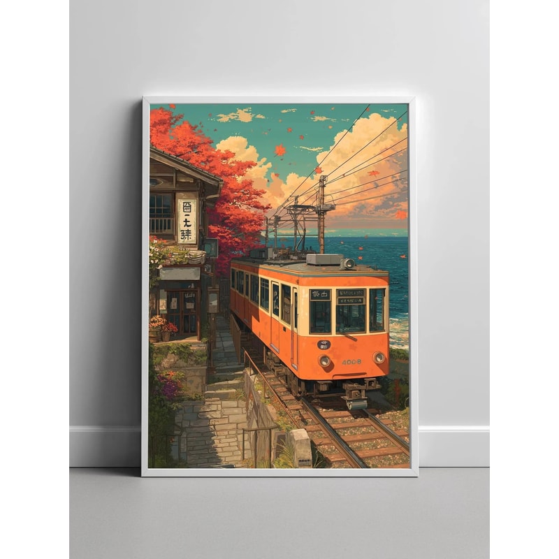 Retro Japanese Railway Landscape Canvas Print Tokyo Rainy Night Street Art For Modern Home Decor 16