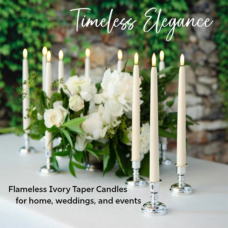 12Piece Flameless LED Taper Candles BatteryOperated Flickering Lights For Halloween Weddings Chri 2