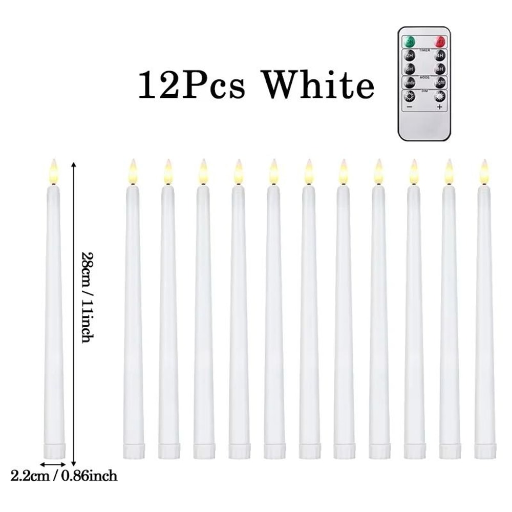 12Piece Flameless LED Taper Candles BatteryOperated Flickering Lights For Halloween Weddings Chri 7