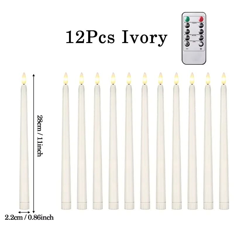 12Piece Flameless LED Taper Candles BatteryOperated Flickering Lights For Halloween Weddings Chri 8