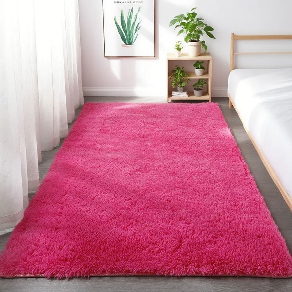 Shaggy Area Gray Rug Super Soft Long Pile Carpet For Living Rooms Fluffy Bedside Comfort 14