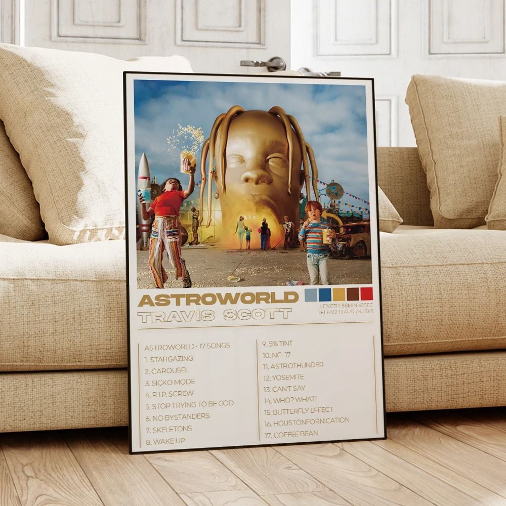 Travis Scott Album Art Canvas Set 3Piece Modern Rap Music Posters For Living Room Studio Decor 7