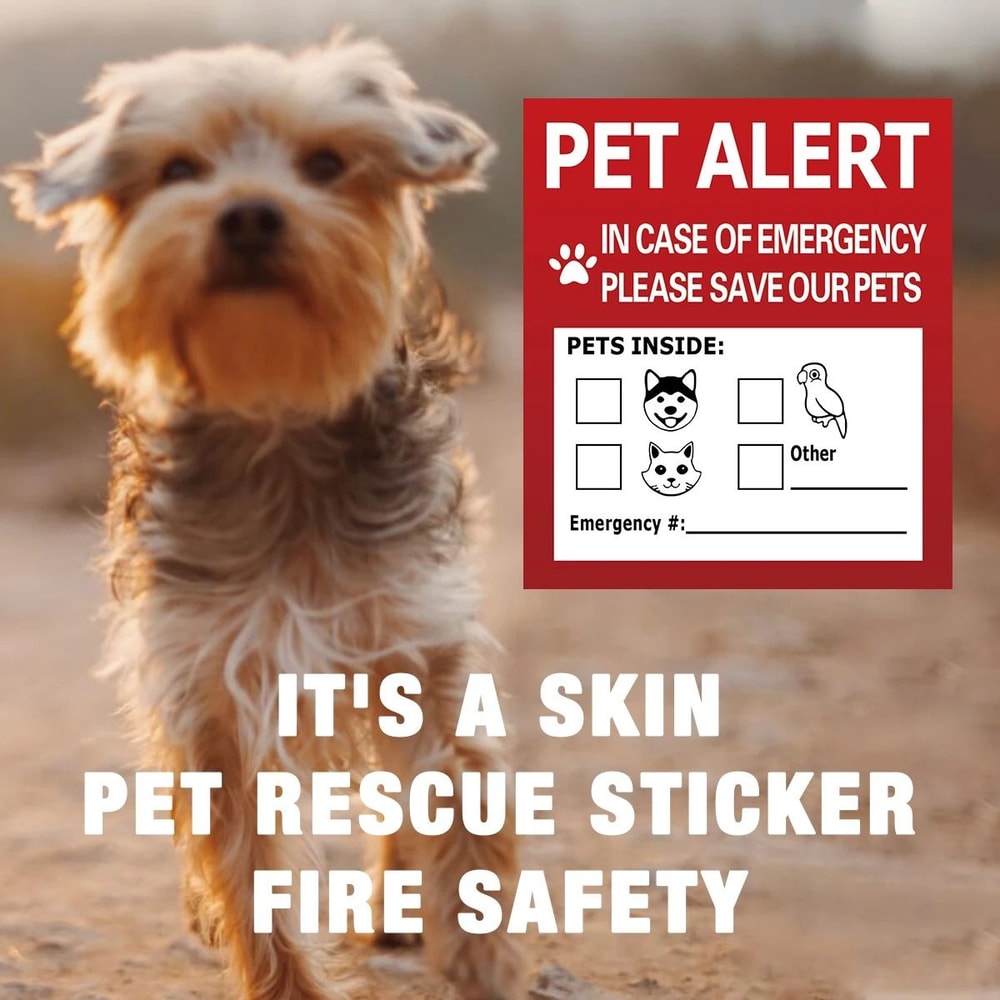 Emergency Pet Alert Stickers 4Pack Static Cling Window Decals For Fire Emergency Rescue 5