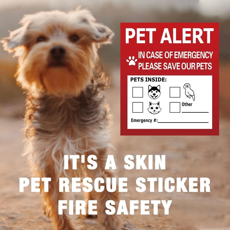 Emergency Pet Alert Stickers 4Pack Static Cling Window Decals For Fire Emergency Rescue 5