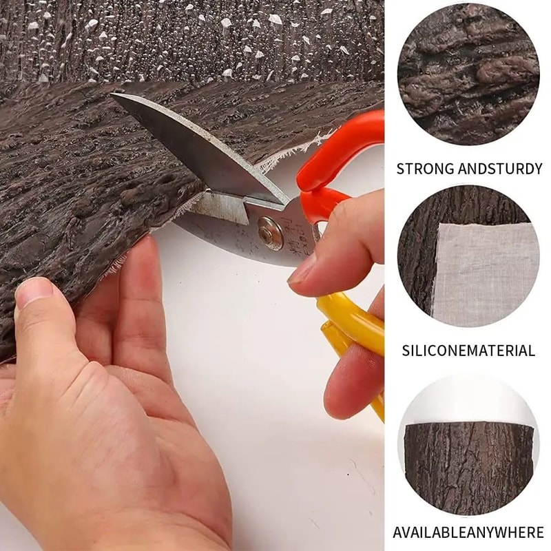 Realistic Simulated Tree Bark Flexible Artificial Silicone Bark Ornament For Column Pipe Landscap 6