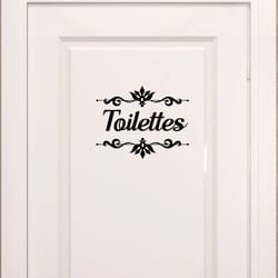 french toilettes flower bathroom decal – elegant vinyl door sticker & waterproof home decor