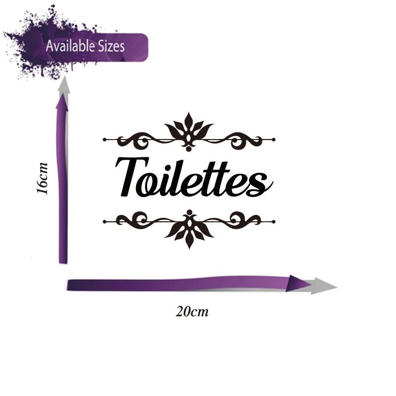 French Toilettes Flower Bathroom Decal Elegant Vinyl Door Sticker Waterproof Home Decor 2