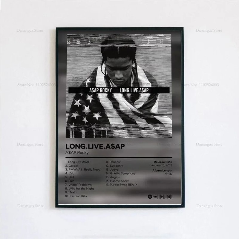 ASAP Rocky Testing Album Poster Iconic Rap Music Wall Art Tracklist Canvas Print For Home Decor 13