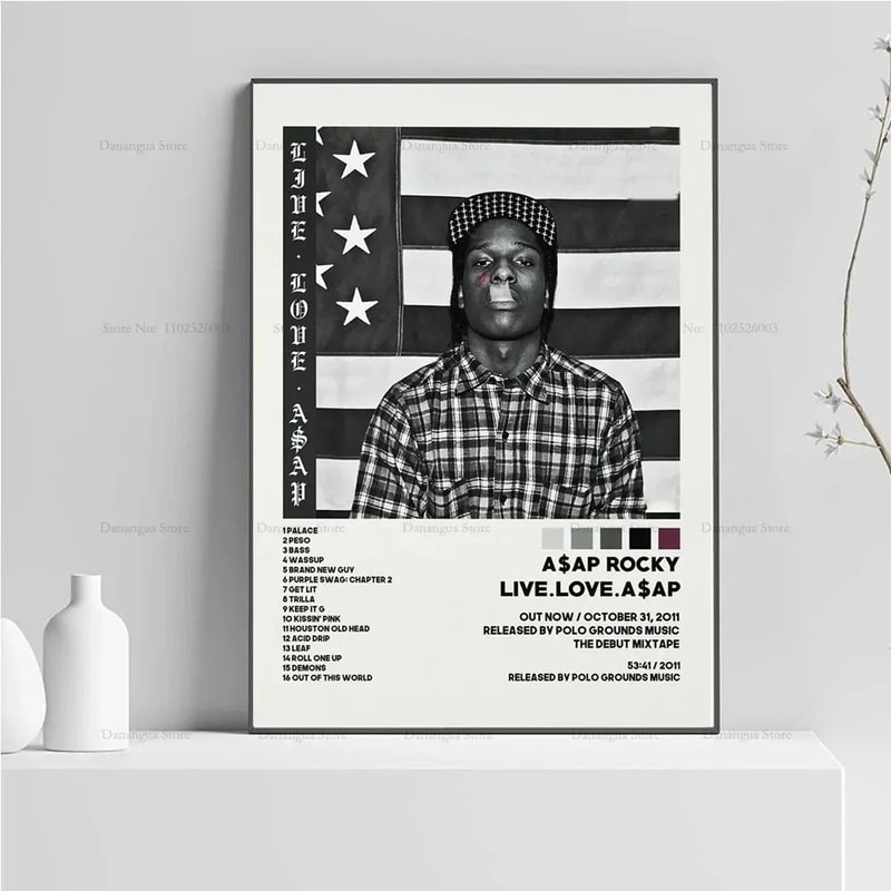 ASAP Rocky Testing Album Poster Iconic Rap Music Wall Art Tracklist Canvas Print For Home Decor 3