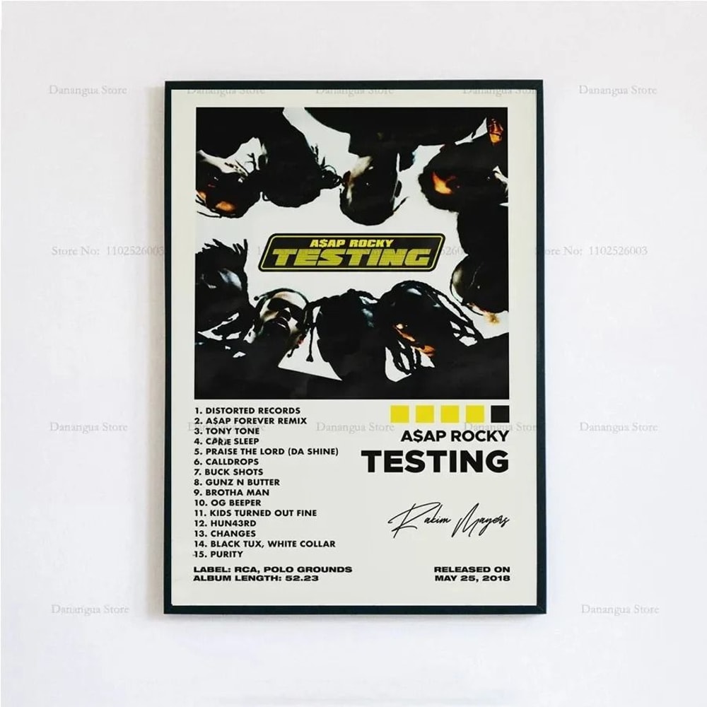 ASAP Rocky Testing Album Poster Iconic Rap Music Wall Art Tracklist Canvas Print For Home Decor 23