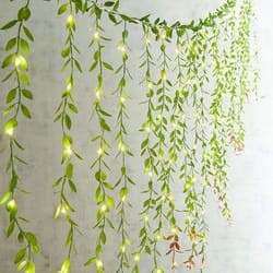 3-piece artificial ivy & willow garland set – 10m fake vines with string lights for magical wall & wedding decor