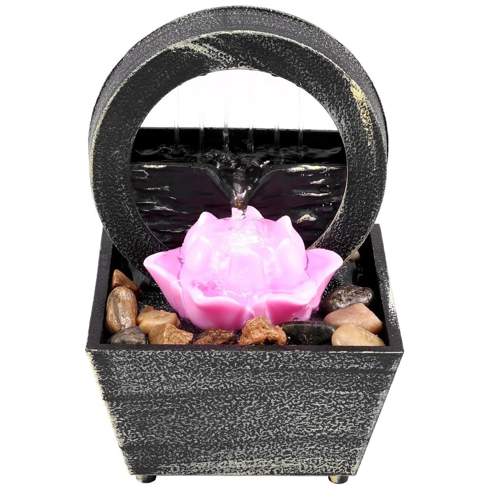 Mini Zen Tabletop Fountain LED Desktop Waterfall With Battery USB DualPower For Home Office Deco 9