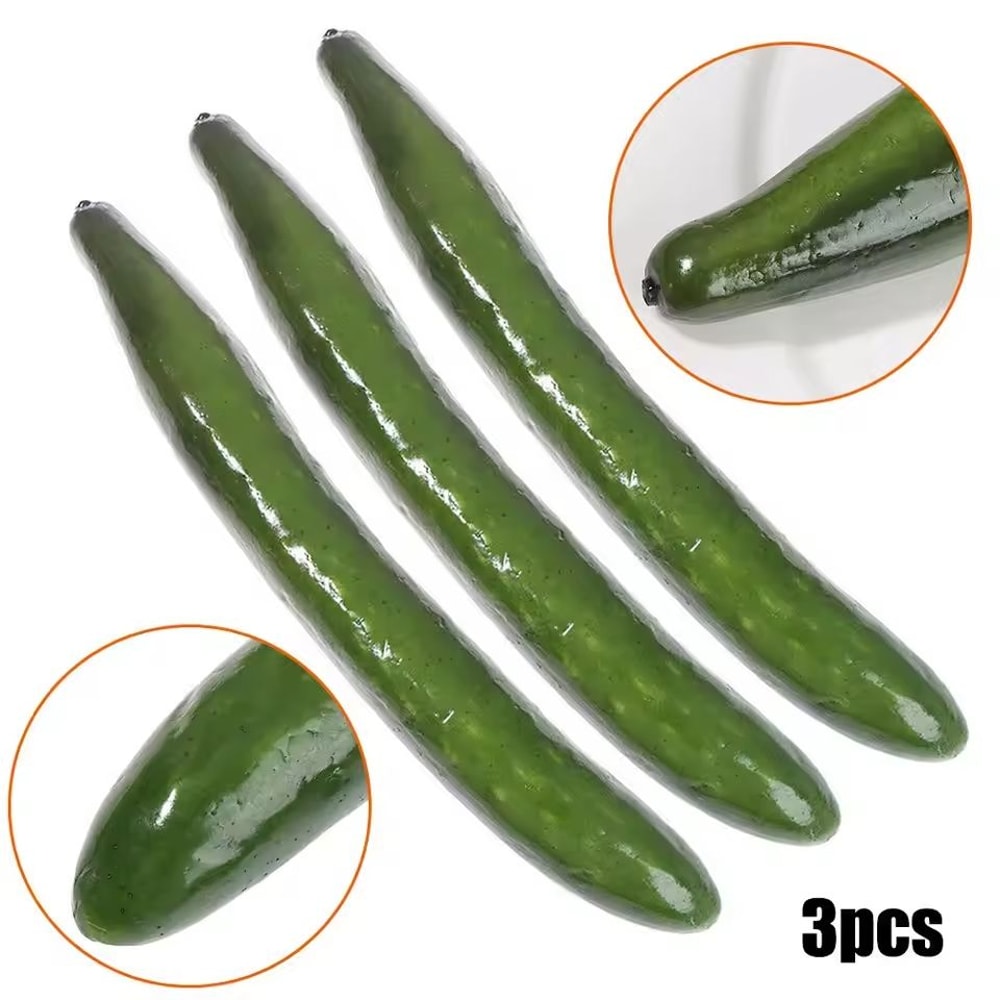 Realistic 3Piece Simulation Cucumber Set Lifelike Artificial Vegetable Props For Home Kitchen Dec 2