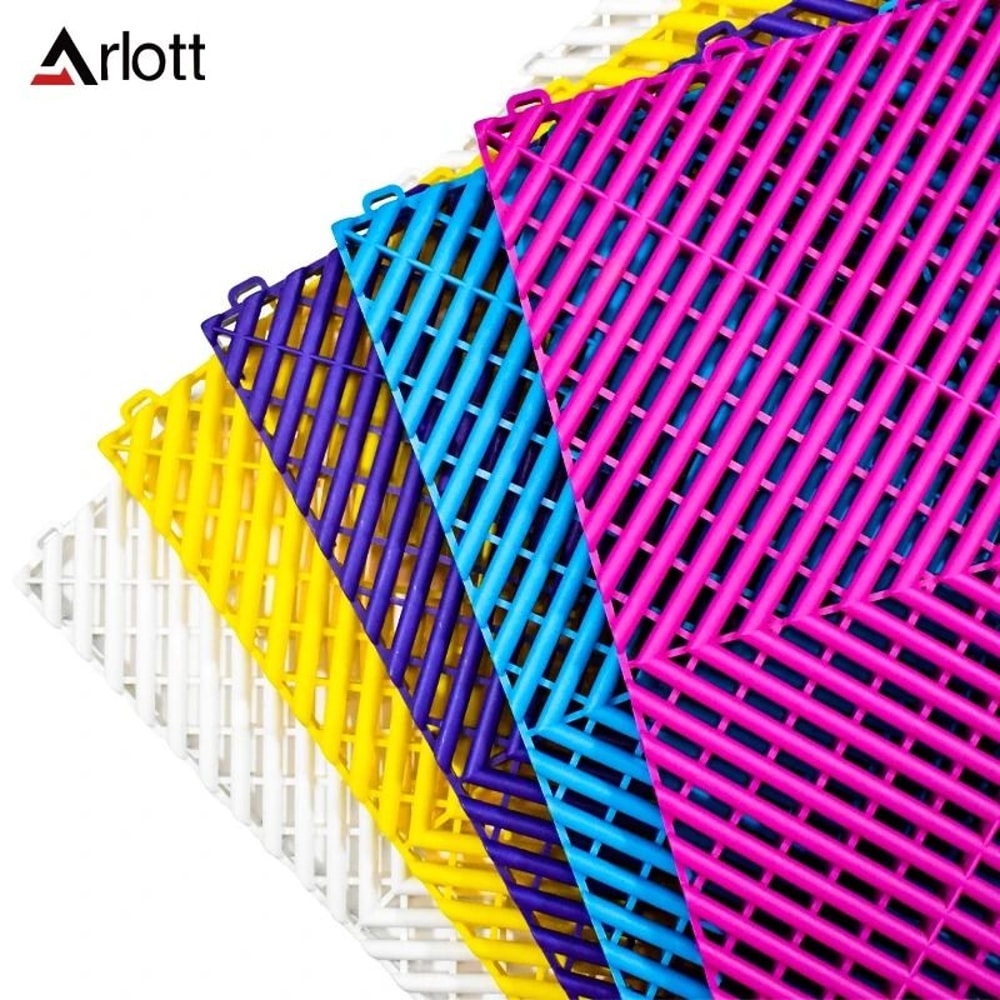 Automotive Modular Floor Tiles Interlocking ClickLocked Garage Flooring Hollow Drainage Car Wash 5