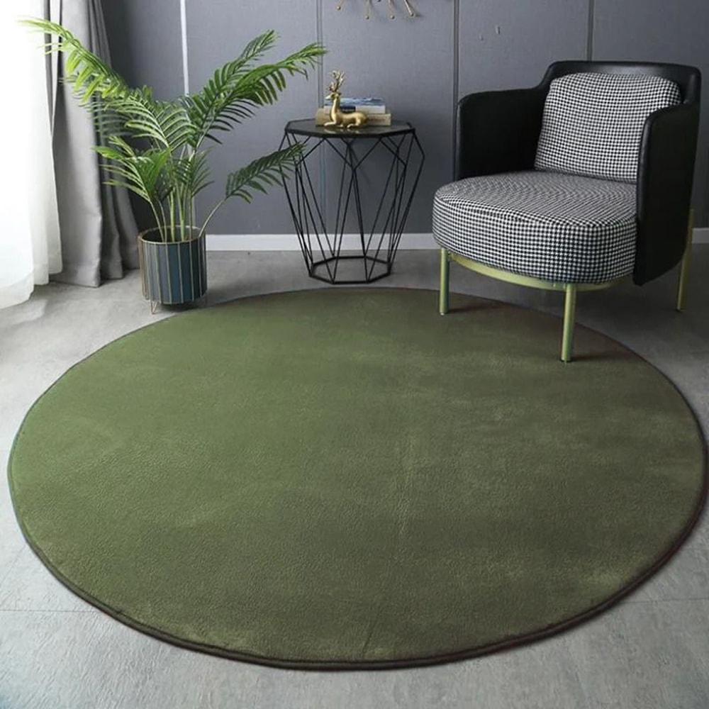 Modern Round Coral Velvet Carpet UltraSoft Living Room Coffee Table Rug Kids Crawling Play Mat 9