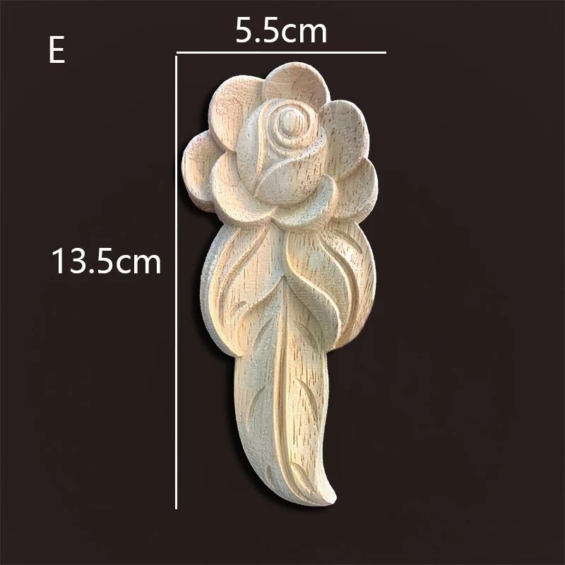 HandCarved Wood Rose Appliques Onlays Antique Wood Furniture Decals Decorative Floral Crafting E 14