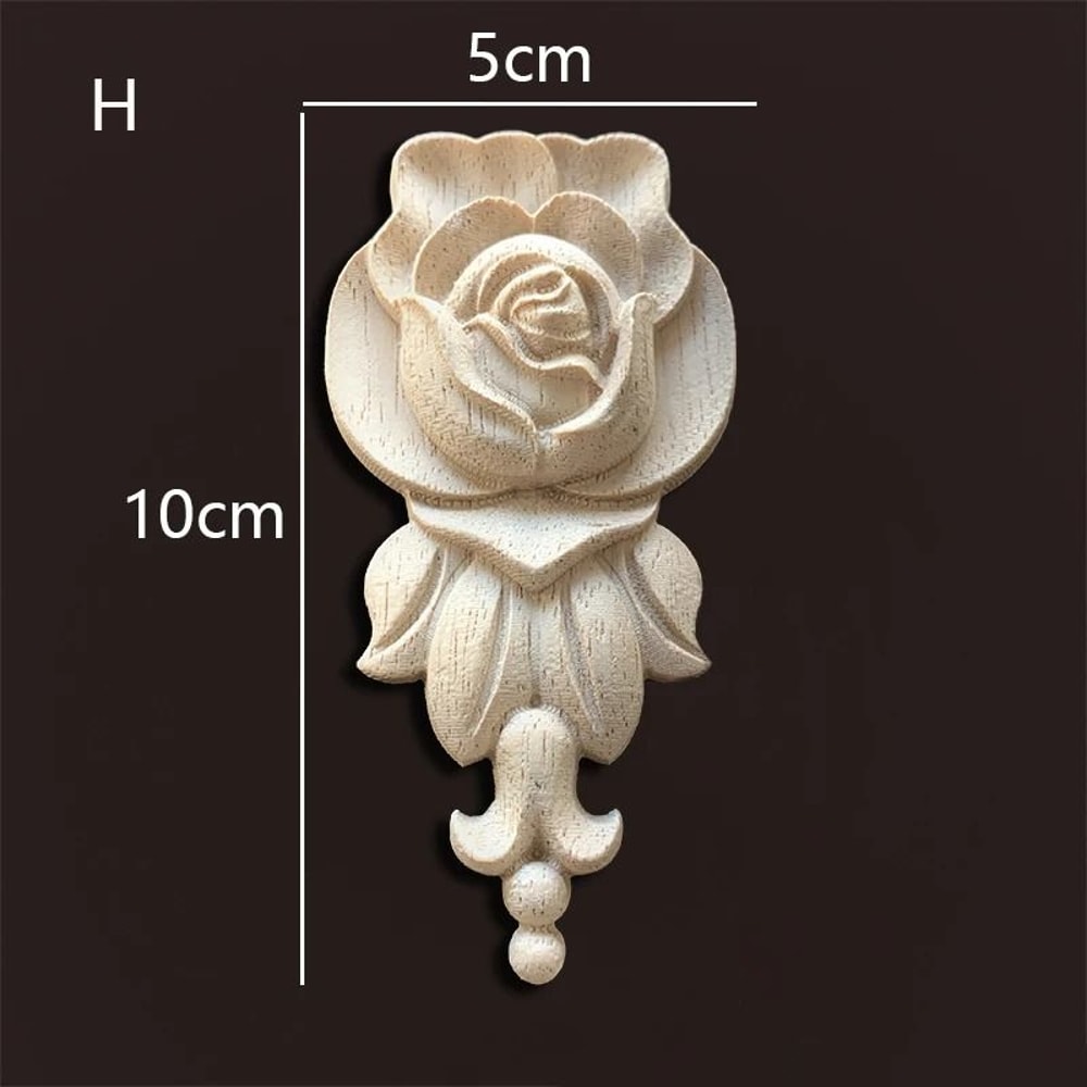 HandCarved Wood Rose Appliques Onlays Antique Wood Furniture Decals Decorative Floral Crafting E 17