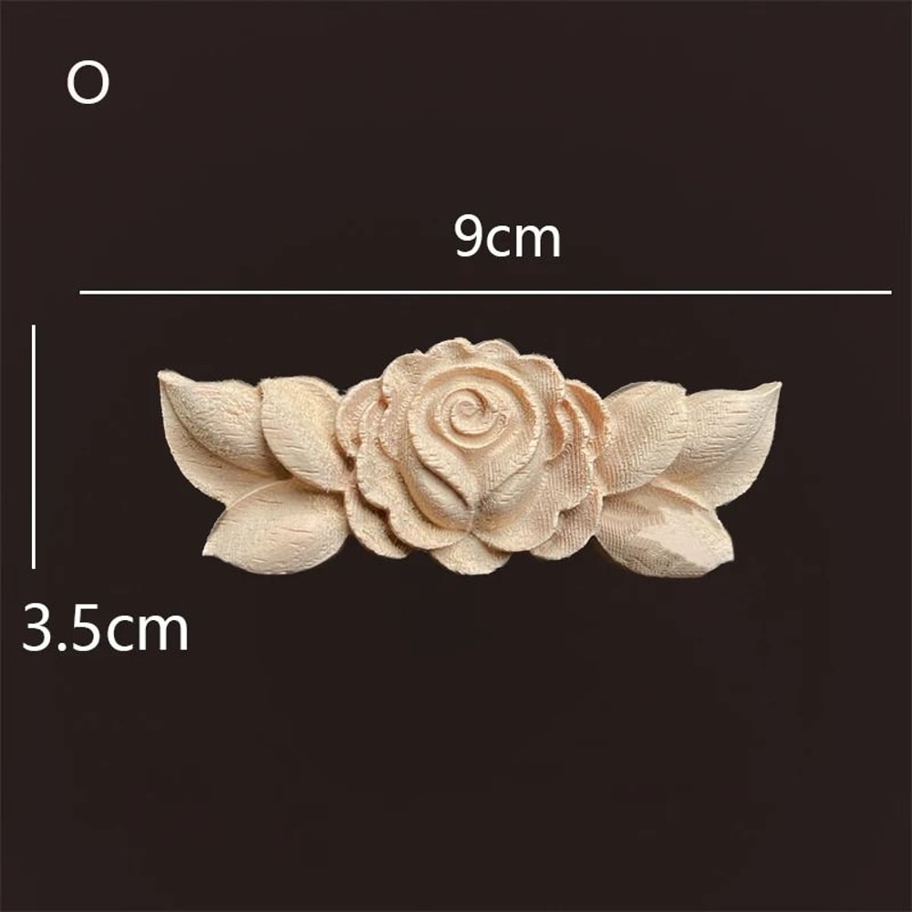 HandCarved Wood Rose Appliques Onlays Antique Wood Furniture Decals Decorative Floral Crafting E 29