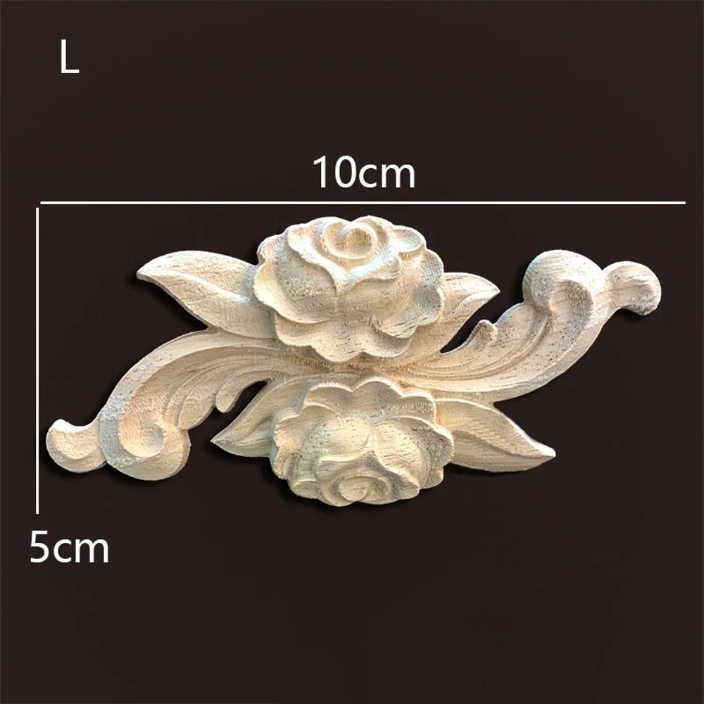 HandCarved Wood Rose Appliques Onlays Antique Wood Furniture Decals Decorative Floral Crafting E 23
