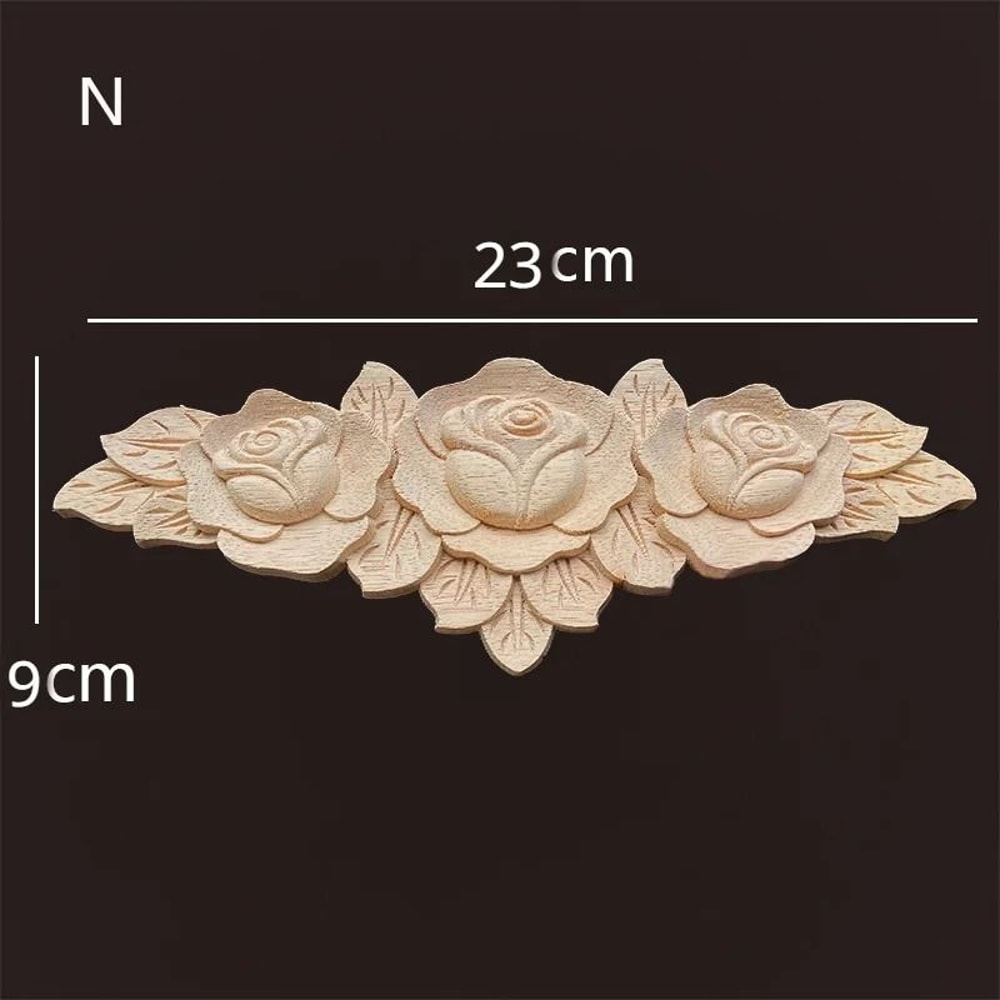 HandCarved Wood Rose Appliques Onlays Antique Wood Furniture Decals Decorative Floral Crafting E 28