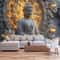 Giant Spiritual Buddha Lotus Tapestry Peach Light Beige Wall Hanging For Living Room Bedroom Zen 1