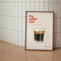 retro coffee club canvas print – chic food & beverage wall art with beige background for modern living room & kitchen de