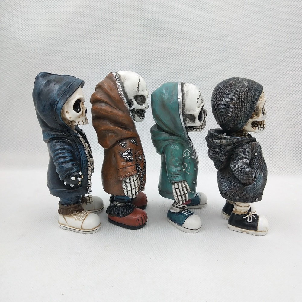 Cool Skeleton Figurines Modern Skull Resin Statues Miniature Gothic Sculptures For Desktop Home O 3