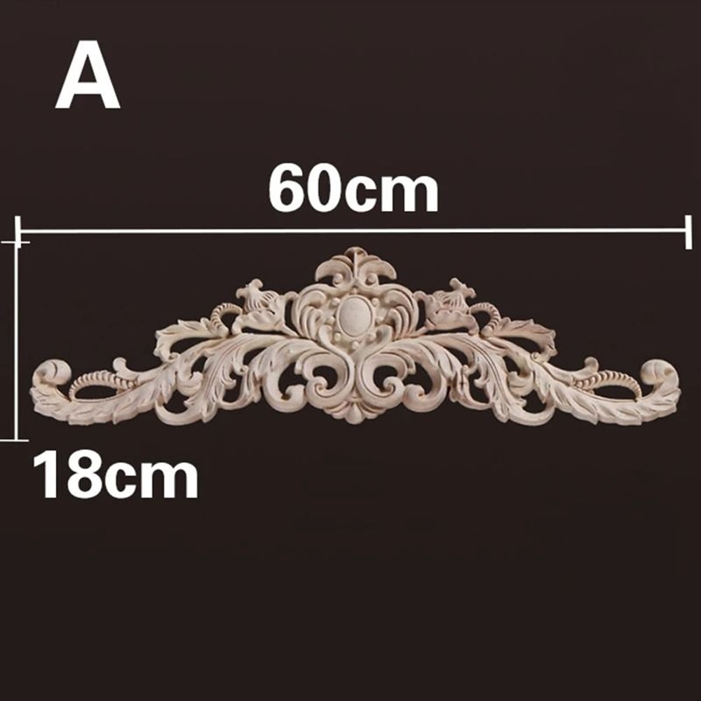 Natural Wood Appliques Decorative Onlays Handcrafted Long Flower Woodcarving For Furniture Walls 13