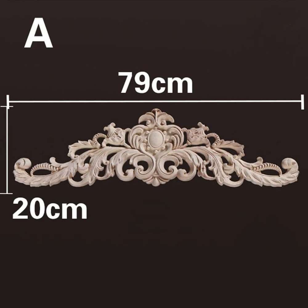 Natural Wood Appliques Decorative Onlays Handcrafted Long Flower Woodcarving For Furniture Walls 15