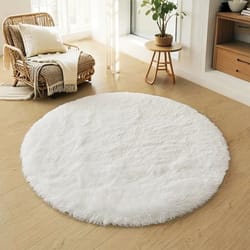 soft plush circular rug – fluffy kids bedroom play mat & nursery floor decor for baby room & home styling