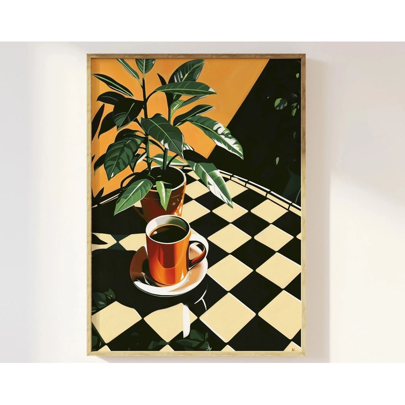 Retro Coffee Warm Stripes Poster Minimalist Food Beverage Kitchen Wall Art Restaurant Print For 9