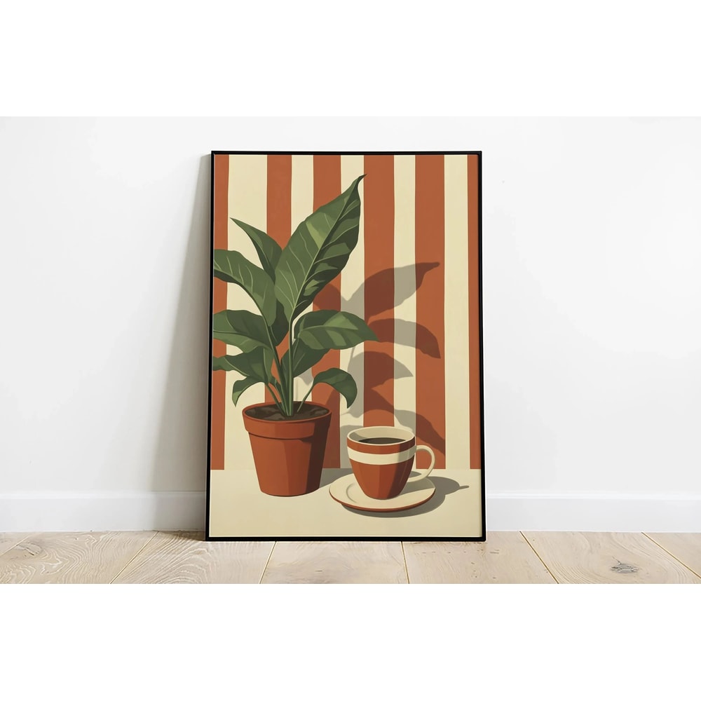 Retro Coffee Warm Stripes Poster Minimalist Food Beverage Kitchen Wall Art Restaurant Print For 16