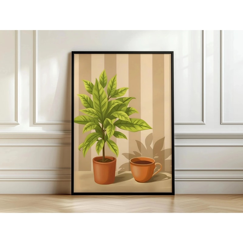 Retro Coffee Warm Stripes Poster Minimalist Food Beverage Kitchen Wall Art Restaurant Print For 17