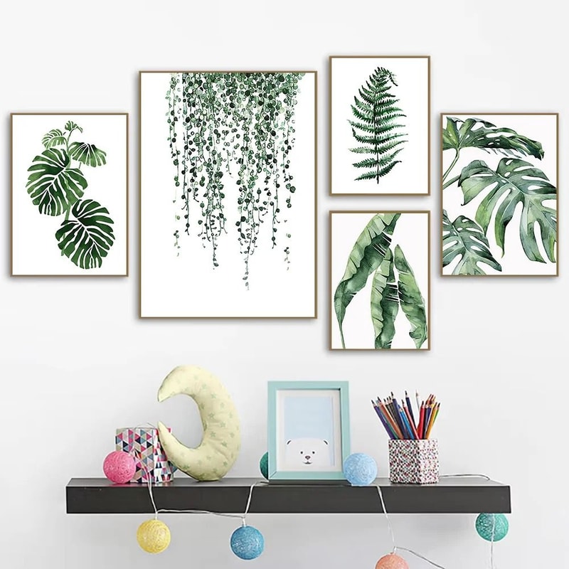 Nordic Green Plants Canvas Wall Art Monstera Fern Banana Leaf Botanical Prints For Living Room B 0
