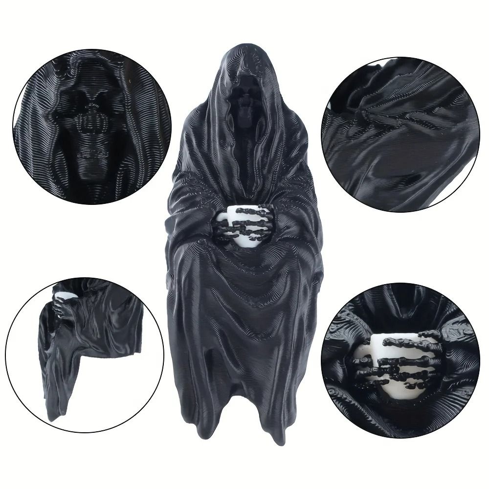 3D Printed Hooded Cloaked Statue Mysterious Gothic Dark Ornament Stealthy Figurine For Desk Shelf 4
