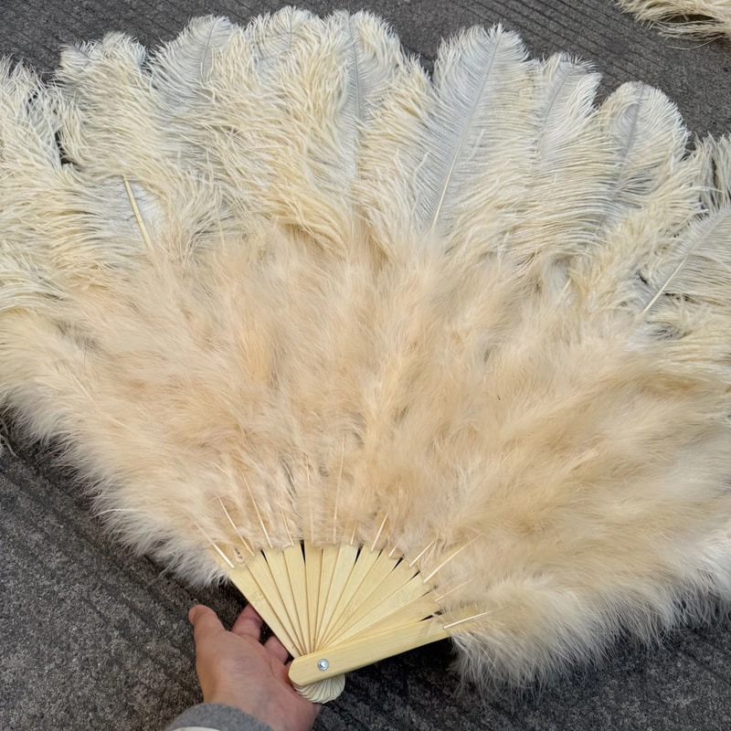 HighQuality Ostrich Feather Folding Fan Performance Carnival Dancer Fan With 13 Premium Bones 3