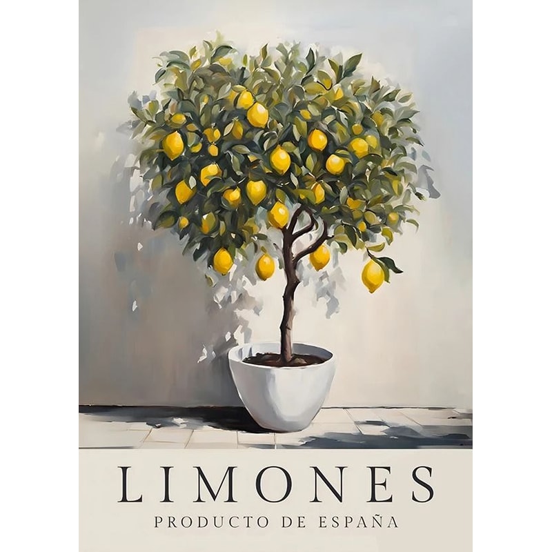Retro Elegant Olive Tree And Lemon Canvas Poster Mediterranean Vase Wall Art For Living Room Bedro 10