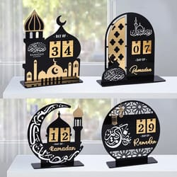 black & gold ramadan countdown calendar – luxury acrylic gift ornament with replaceable numbers for eid mubarak home dec