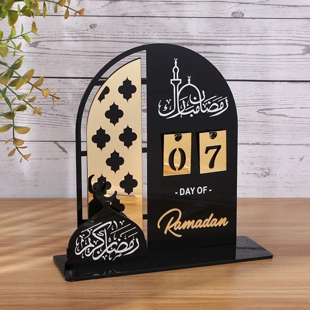 Black Gold Ramadan Countdown Calendar Luxury Acrylic Gift Ornament With Replaceable Numbers For E 1