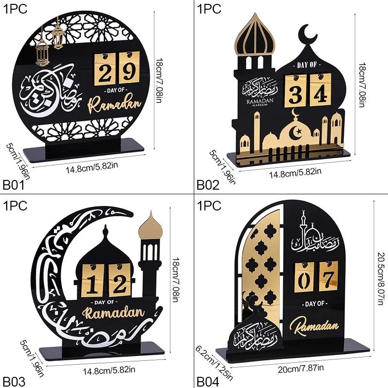 Black Gold Ramadan Countdown Calendar Luxury Acrylic Gift Ornament With Replaceable Numbers For E 5