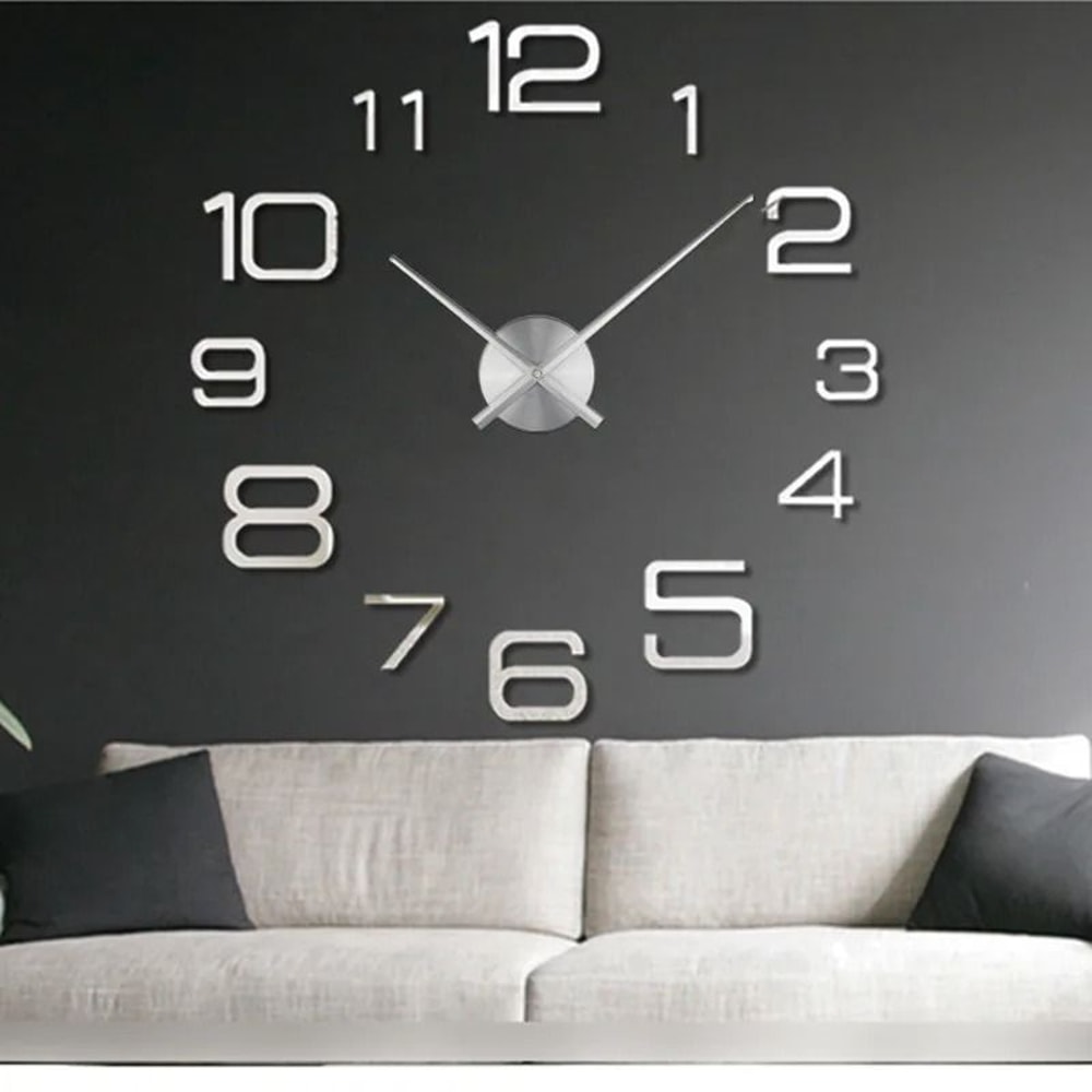 Modern DIY Large Wall Clock 3D Acrylic Mirror Sticker Clock Quartz Movement For Fashionable Livin 2
