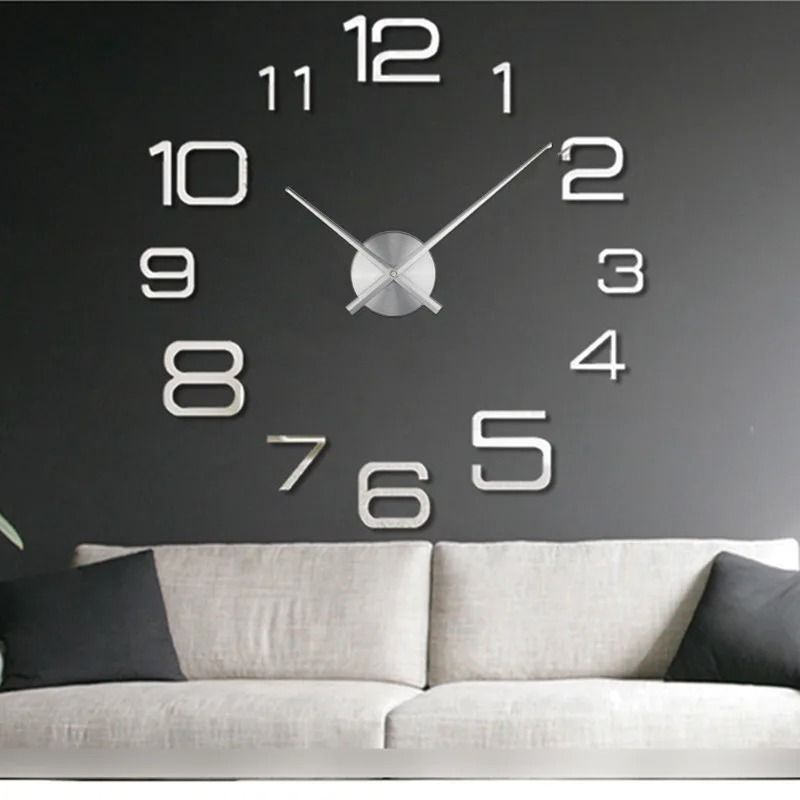 Modern DIY Large Wall Clock 3D Acrylic Mirror Sticker Clock Quartz Movement For Fashionable Livin 2