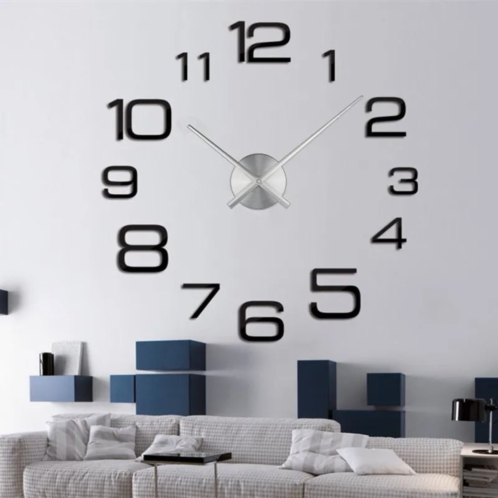Modern DIY Large Wall Clock 3D Acrylic Mirror Sticker Clock Quartz Movement For Fashionable Livin 4