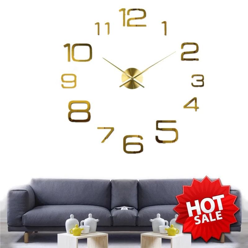 Modern DIY Large Wall Clock 3D Acrylic Mirror Sticker Clock Quartz Movement For Fashionable Livin 5