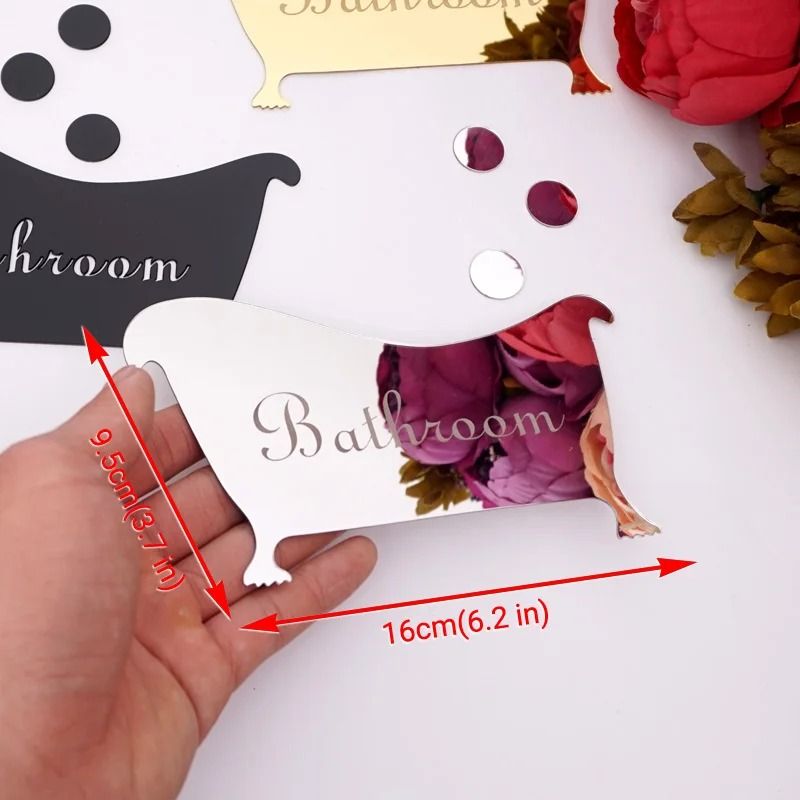 Acrylic Mirror Bathroom Signage Set Man And Woman Public Area Toilet Wall Decor Stickers 5