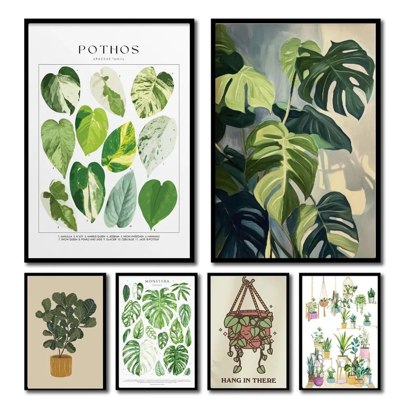 Green Botanical Leaves Canvas Art Calming NatureInspired Prints For Modern Interiors 1