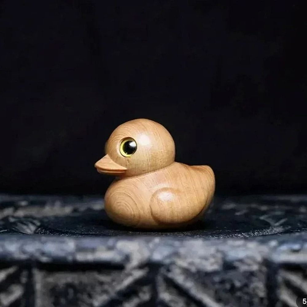 Funny Middle Finger Duck Handmade Wooden Statue Bold Witty Mini Duck Figurine For Home Office 4